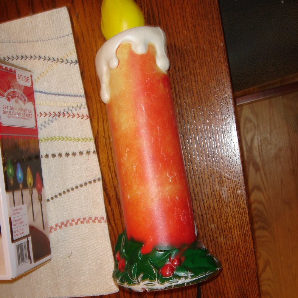 Vintage Christmas Blow Mold Empire Candle 14" Beautiful Tabletop